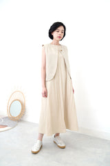 Beige premium vest jacket in round hem