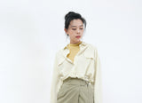 Lemon chiffon crop blouse in string hem