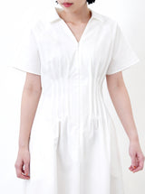White zip dress w/ pleats waist details