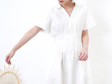 White zip dress w/ pleats waist details