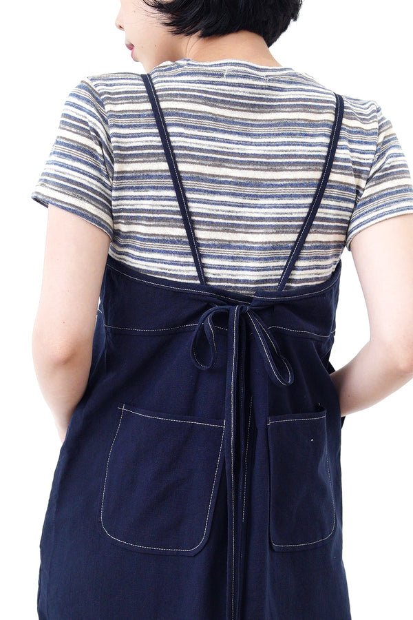 Blue tone stripes linen crop top