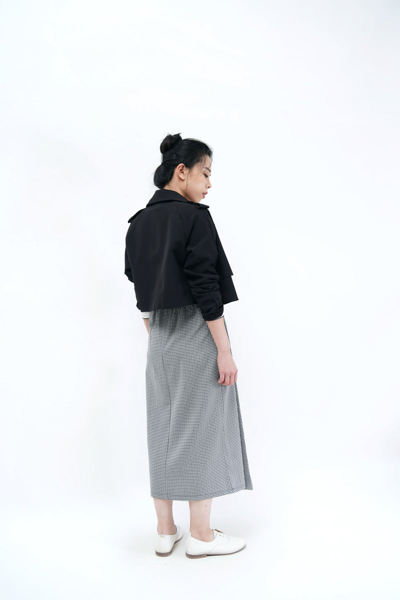 Black crop jacket in trench coat style