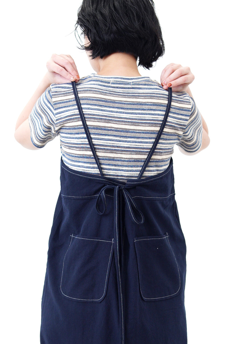 Blue tone stripes linen crop top