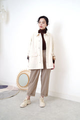 Cream jacket in brown checked inner