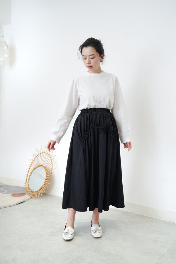 White cotton stand collar shirt blouse