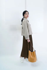 Dark brown pleats skirt