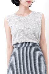 Grey vest crop top w/ sleeves outer set