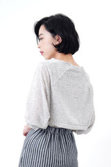 Grey vest crop top w/ sleeves outer set