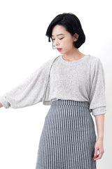 Grey vest crop top w/ sleeves outer set
