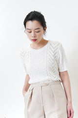 White pattern knit top