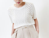 White pattern knit top