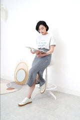 Navy skirt in stripes pattern
