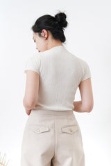 White pleats texture body top