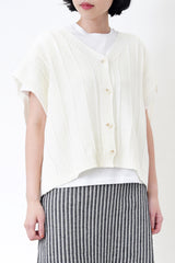 White knit vest in loose cut