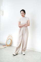 White pleats texture body top