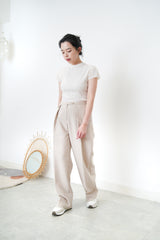 White pleats texture body top