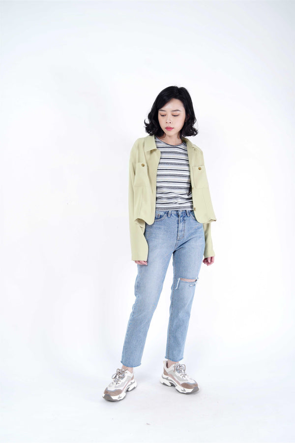 Lime crop cut jacket
