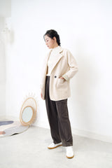 Cream blazer in brown checked cuff