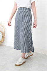 Navy skirt in stripes pattern
