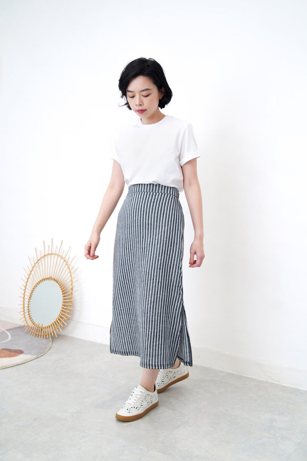 Navy skirt in stripes pattern