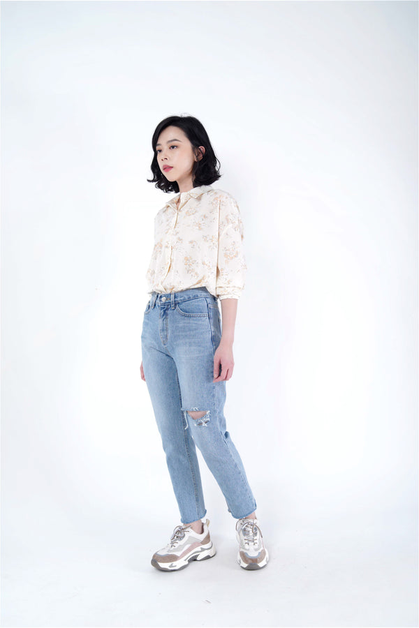 Ivory spring shirt satin blouse