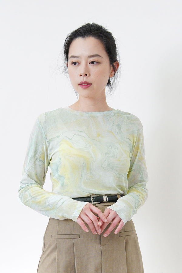 Green marble print top