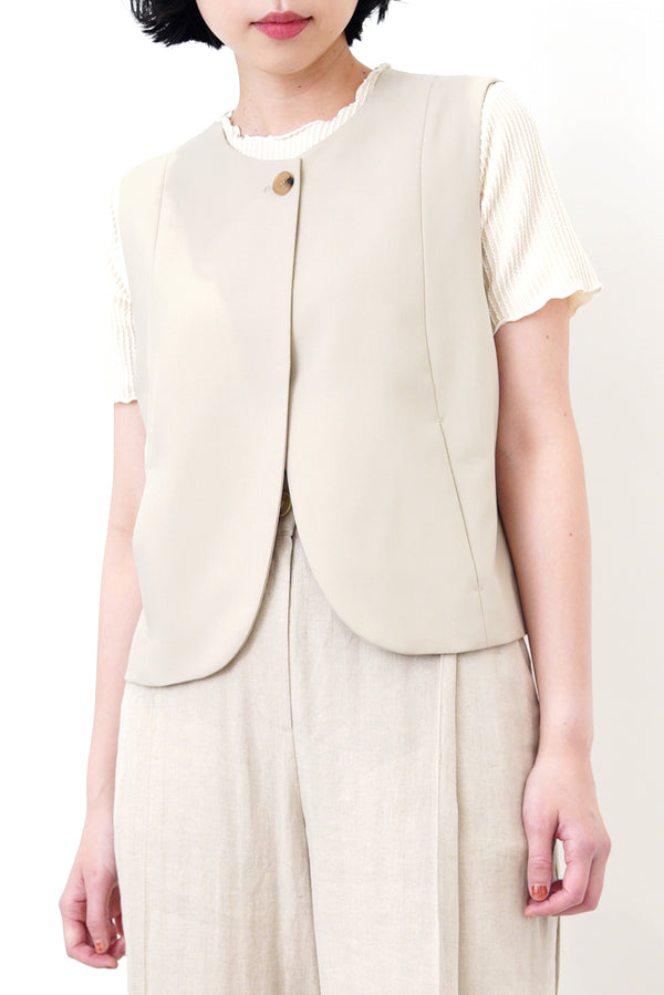 Beige premium vest jacket in round hem