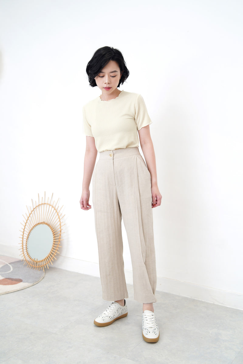 Cream stripe texture top