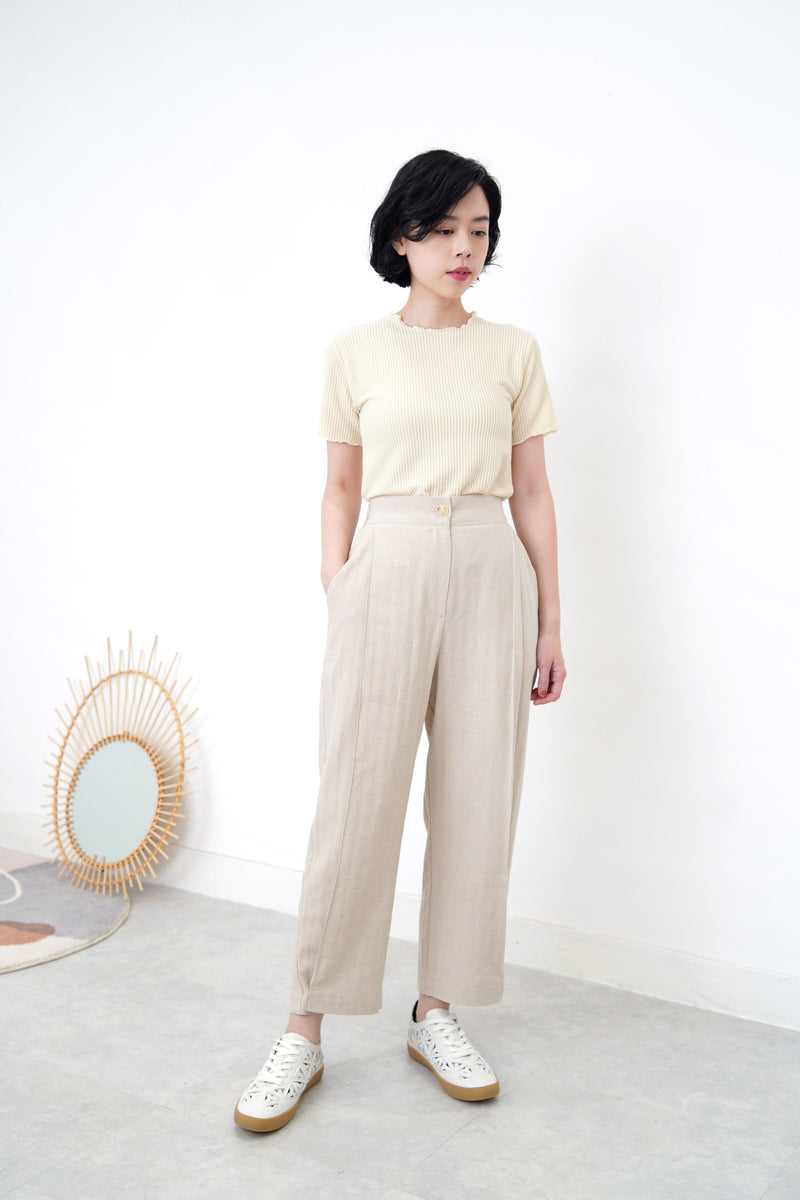 Cream stripe texture top