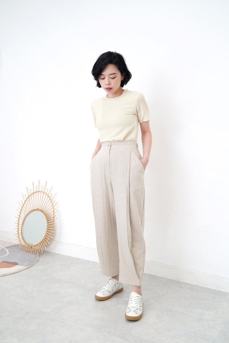 Cream stripe texture top
