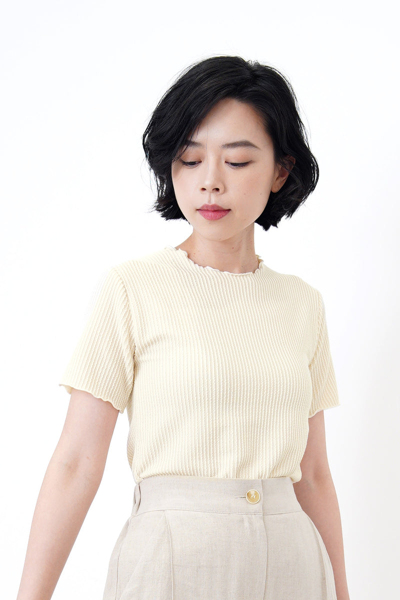Cream stripe texture top