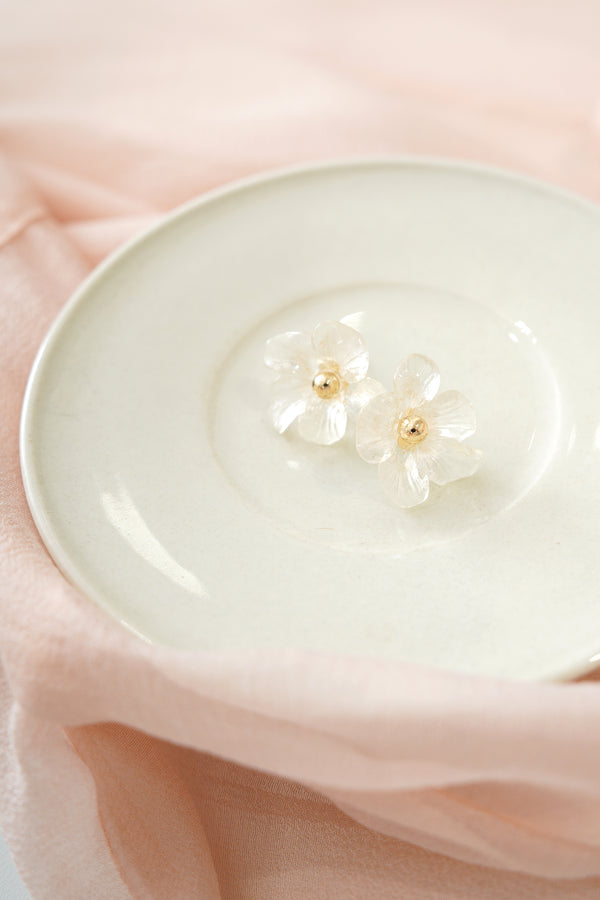 3D transparent floral earrings