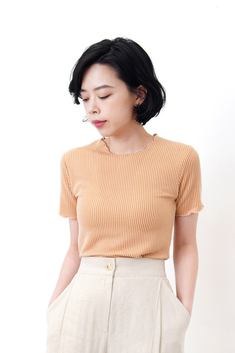 Cream stripe texture top