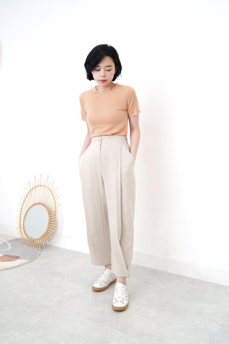 Cream stripe texture top