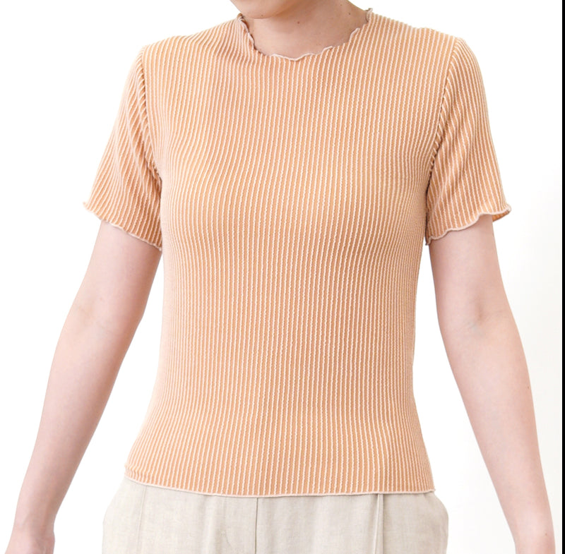 Cream stripe texture top