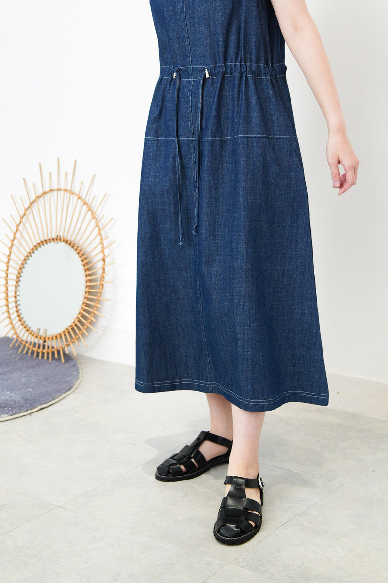 Denim dress w/ adjustable waist string