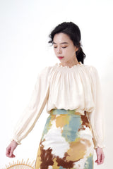 Tie dyed h-cut chiffon skirt