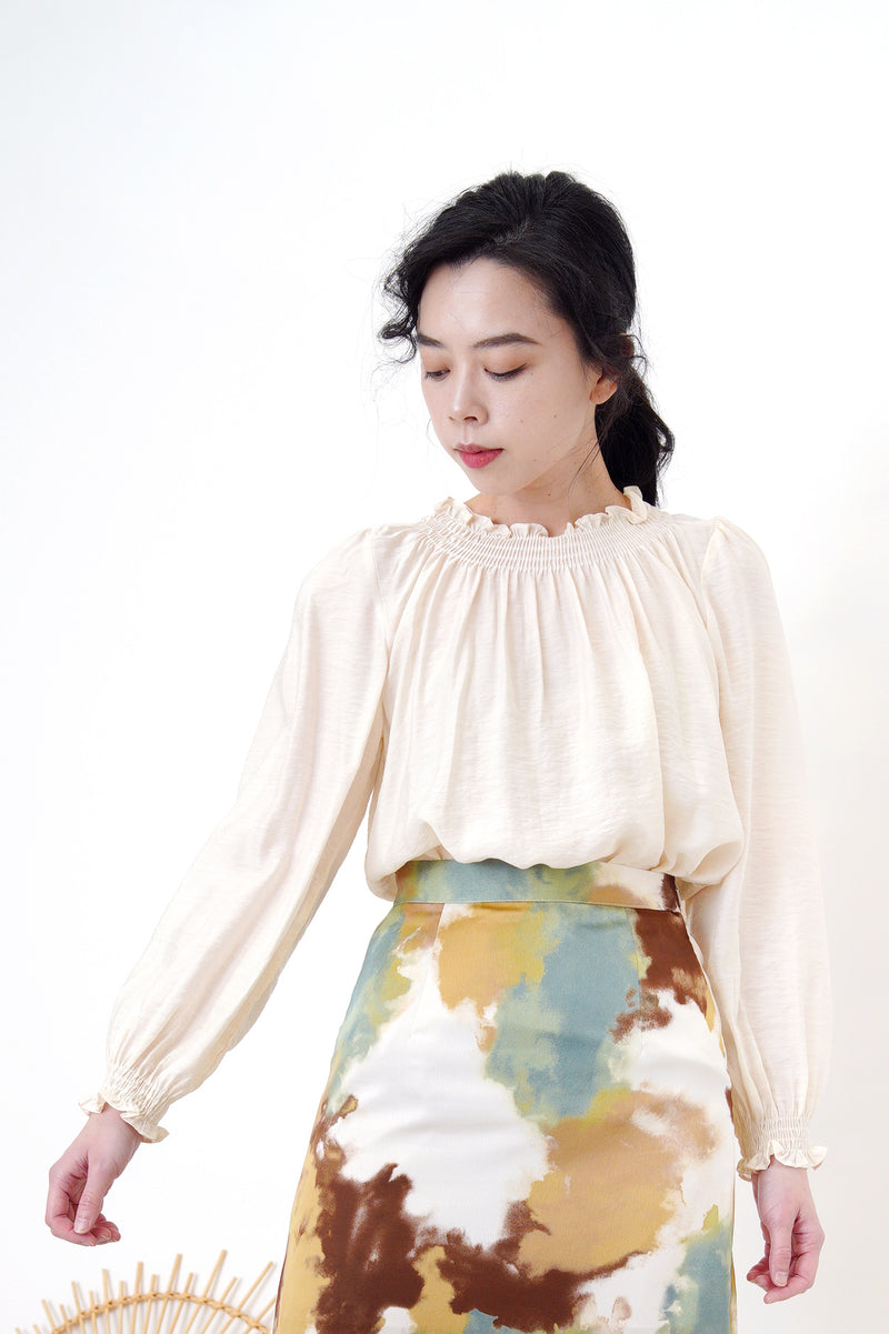 Tie dyed h-cut chiffon skirt
