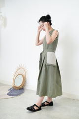 Pleats dress w/ belt pocket