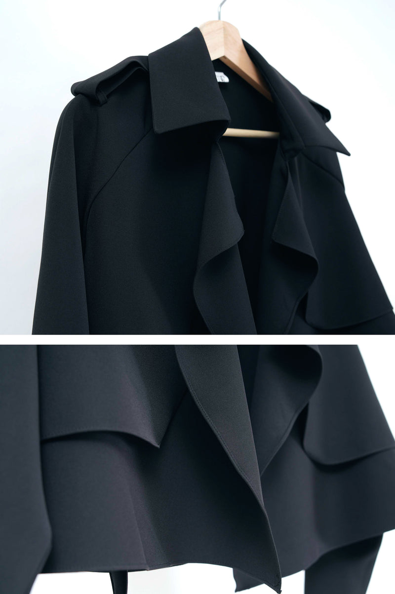 Black crop jacket in trench coat style