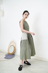 Pleats dress w/ belt pocket