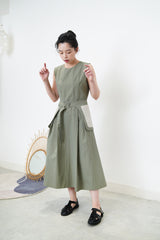 Pleats dress w/ belt pocket