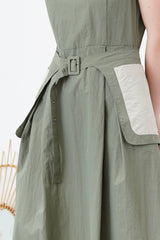 Pleats dress w/ belt pocket