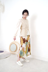 Cream soft blouse in ruffle trimmed