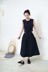 Pleats dress w/ belt pocket