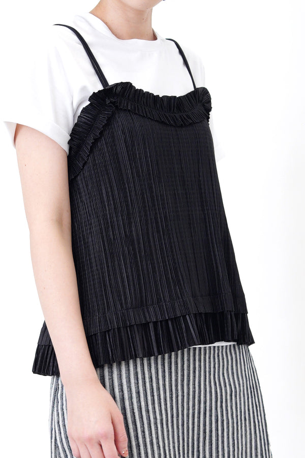 Black pleats texture cami top