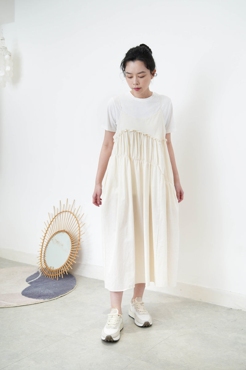 Ivory cami one pleats w/ ruffle pleats