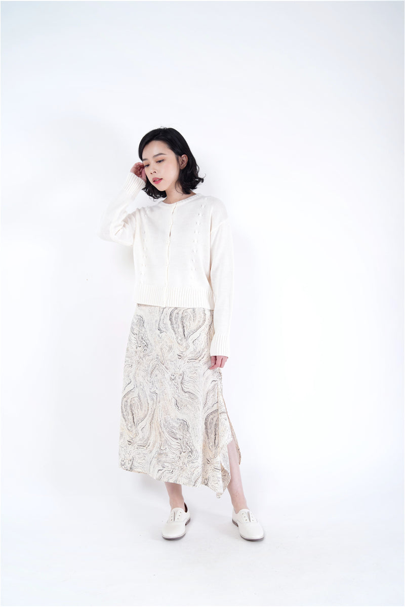 Ivory skirt in marble print