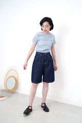 Baby blue texture checked top