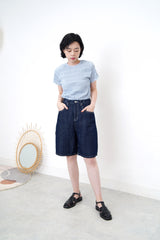 Baby blue texture checked top